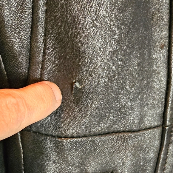 Ms. Maxima black leather coat mid-length trench size women's M - Picture 6 of 13